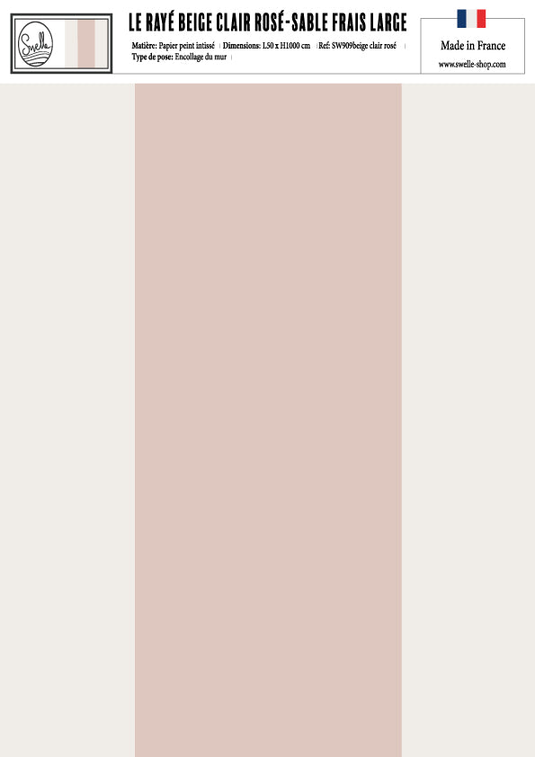 Papier-peint Le rayé beige & sable frais