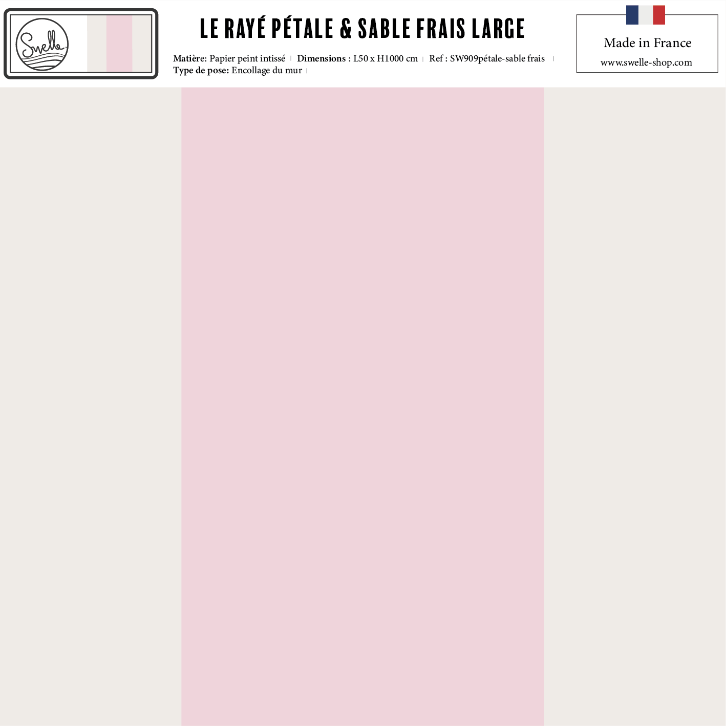 Papier peint rayé pétale & sable – rayures rose doux et sable clair.