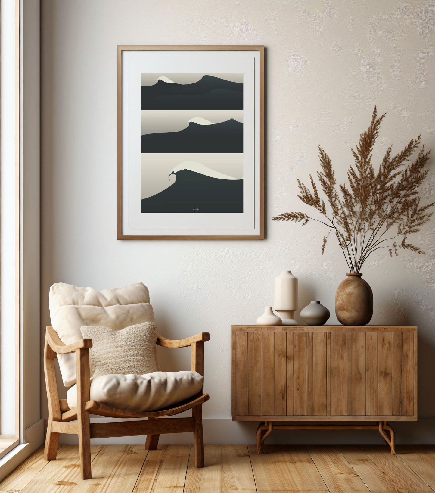 Affiche Atlantic Swell – série de vagues stylisées en triptyque – illustration moderne By Swelle.