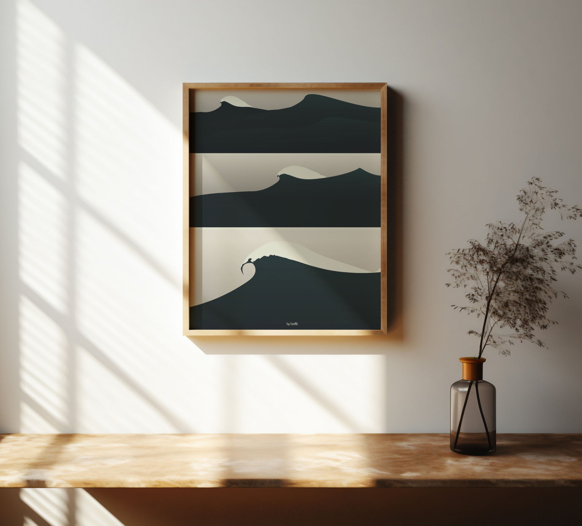 Affiche Atlantic Swell – série de vagues stylisées en triptyque – illustration moderne By Swelle.