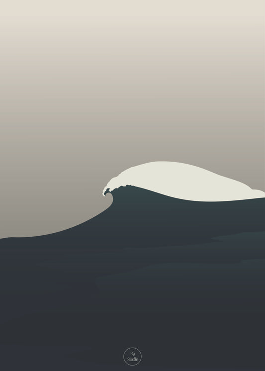 Affiche La Vague – illustration minimaliste d’une vague stylisée aux tons doux – By Swelle.
