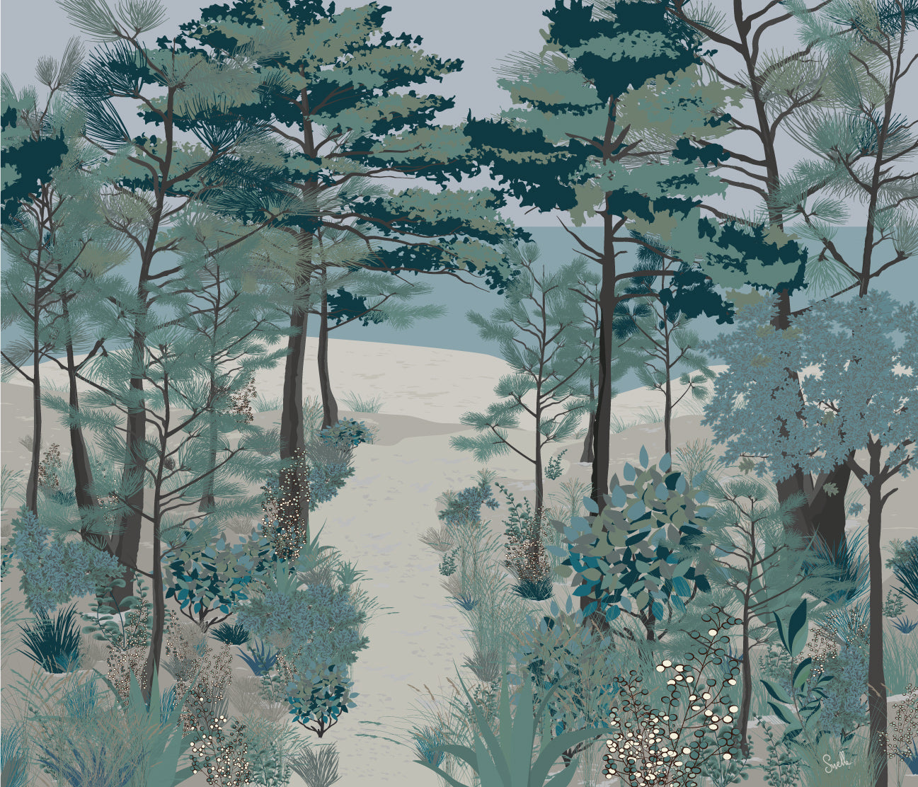 Papier-peint panoramique "La pinède"