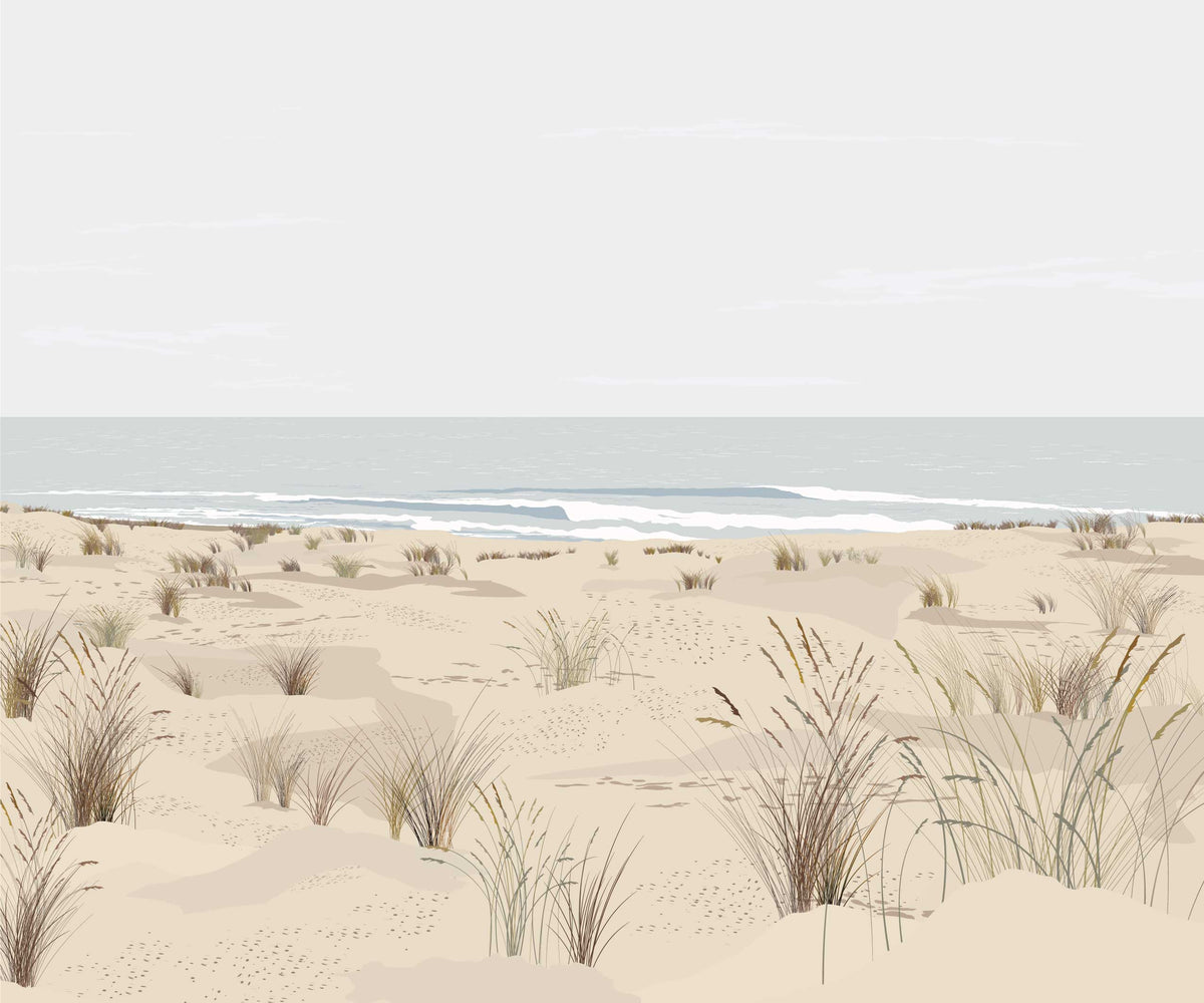 papier peint Quelque part – plage pastel et horizon calme – By Swelle.