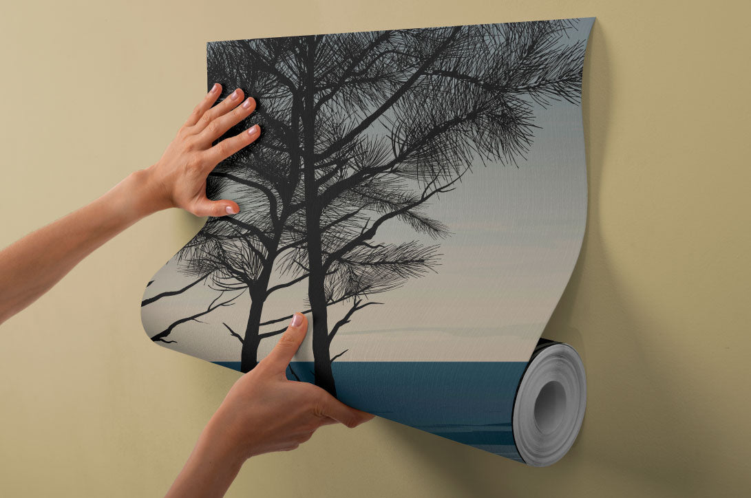 Papier peint Le Chemin – ganivelles et sentier côtier menant à l’océan – By Swelle.