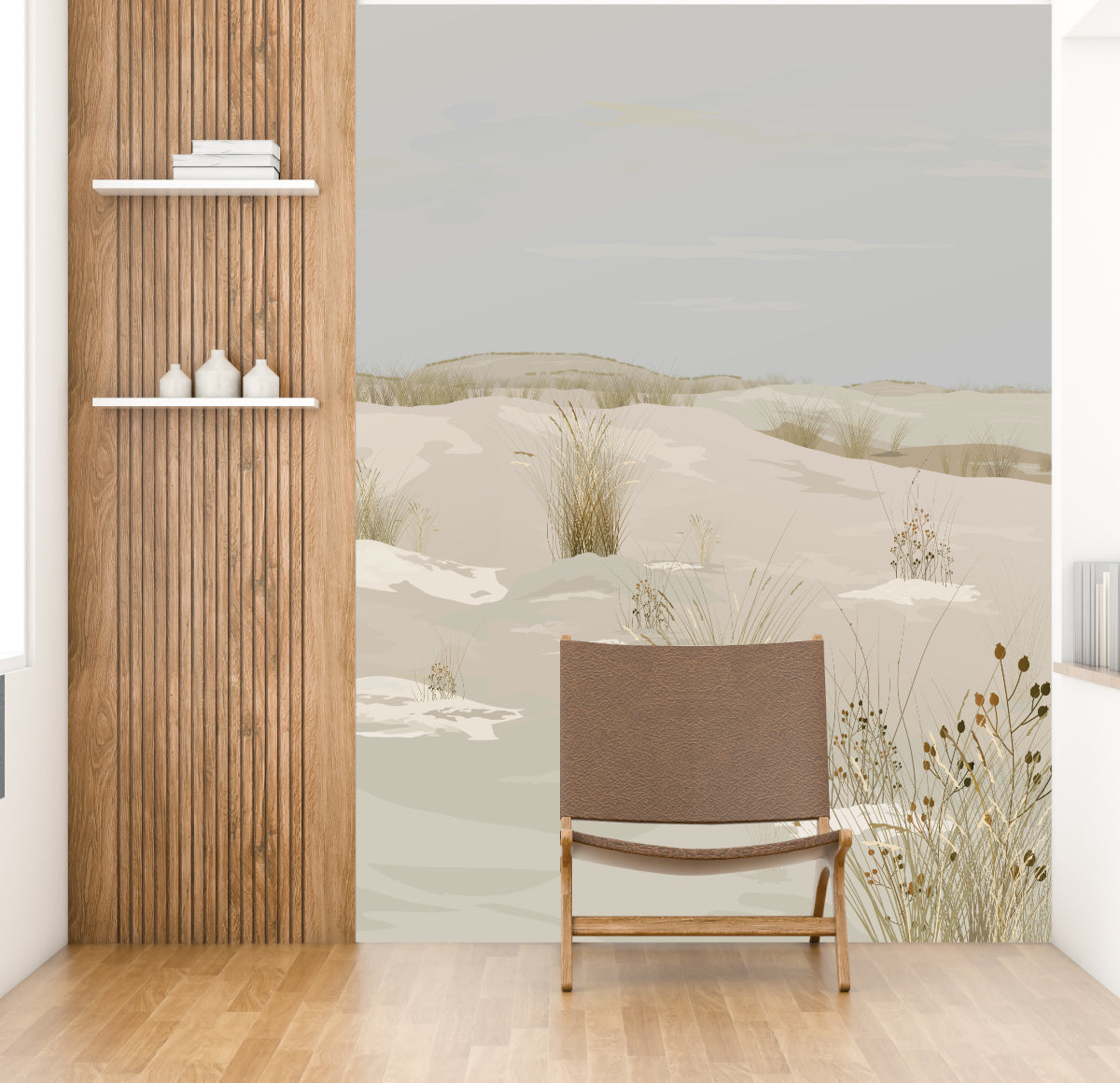 Papier peint Wild Land – dunes sauvages et herbes hautes.