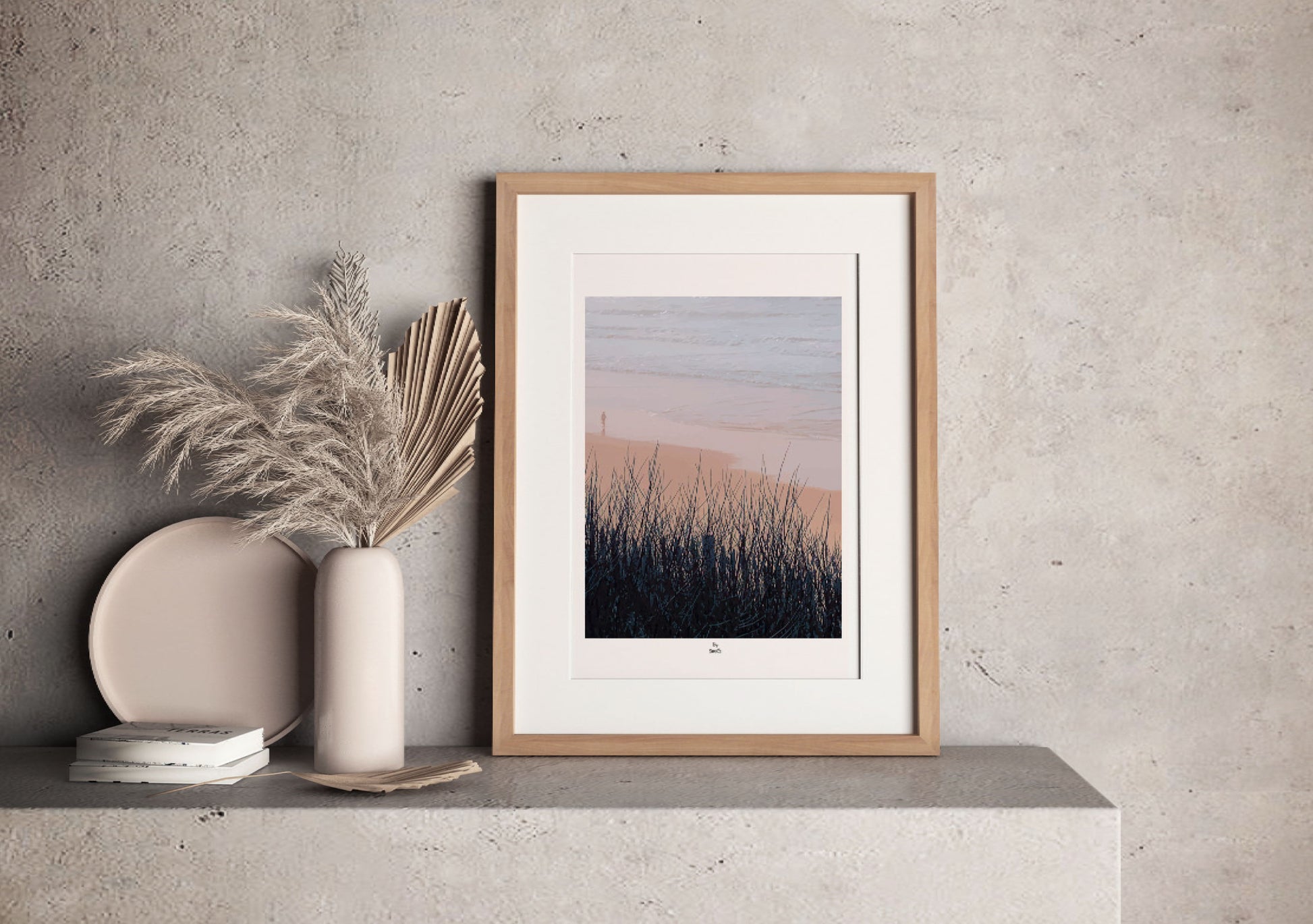 Affiche Winter Time Pink édition, plage et océan, illustration By Swelle