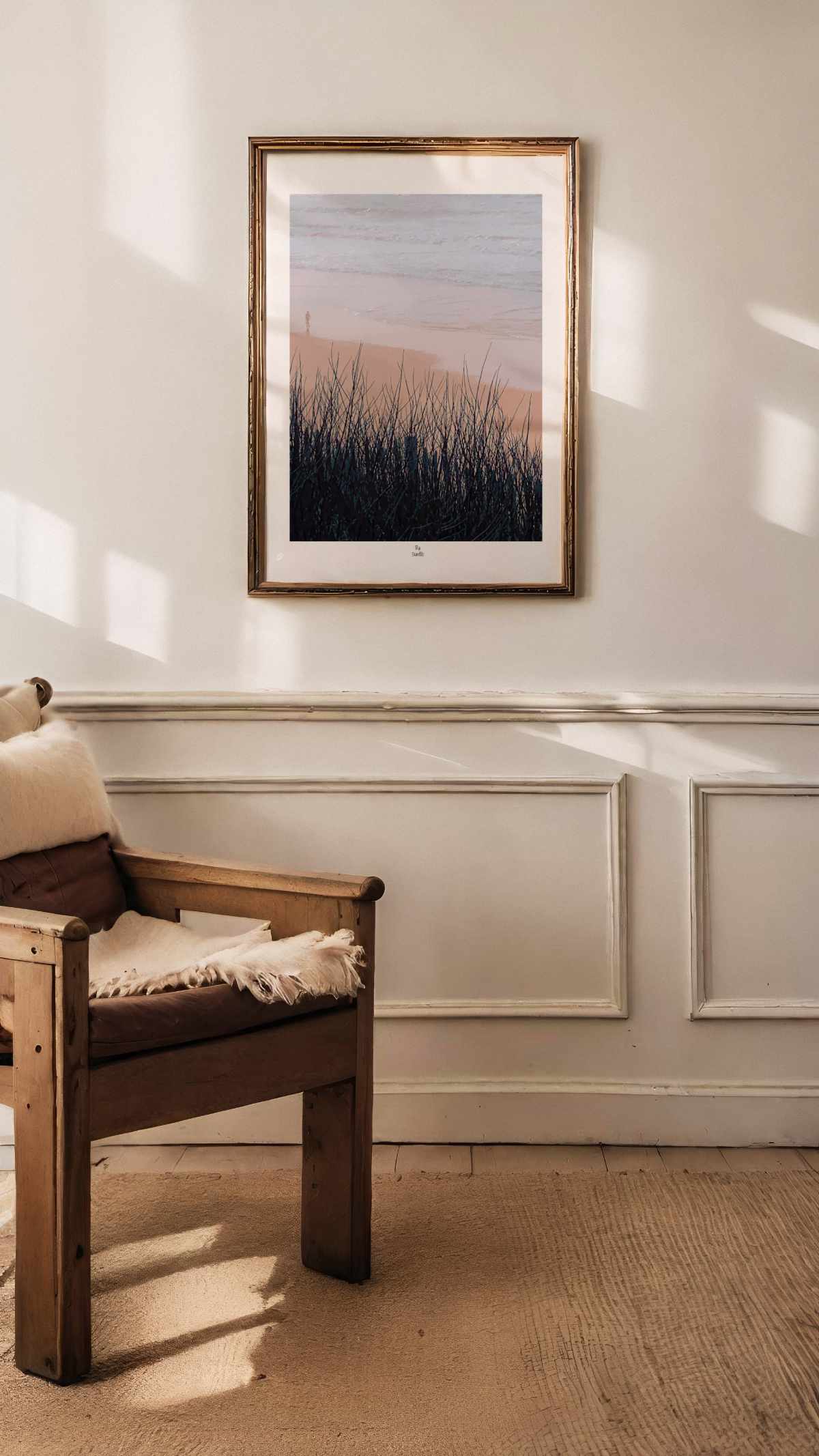 Affiche Winter Time Pink édition, plage et océan, illustration By Swelle