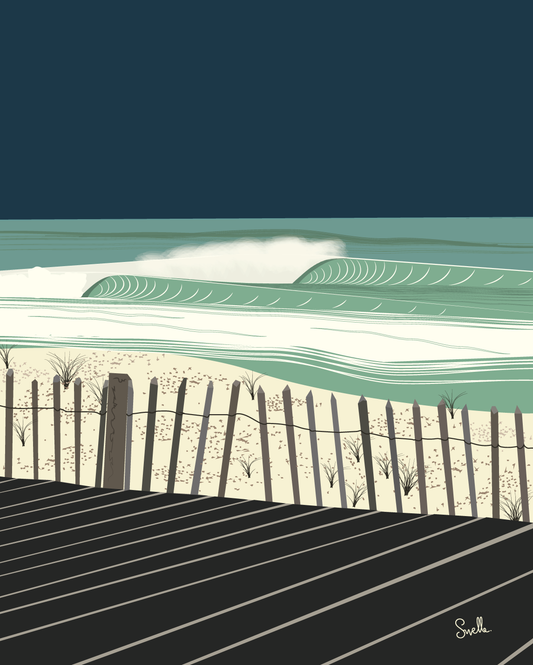 Illustration  inspirée du surf.Modèle Spring Time.Dimension 40 x 50 .
