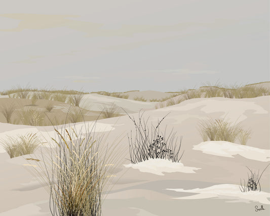 Affiche Wild Land – dunes sauvages et herbes hautes – illustration nature By Swelle.