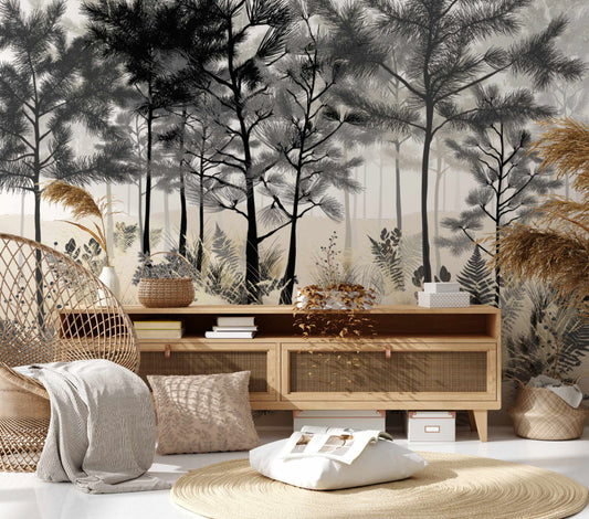 Papier peint Brume de Dune – dunes embrumées aux tons naturels.