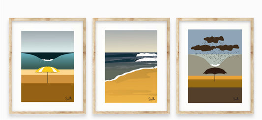 Une déclinaison en plus petit Format(A4) pour ce triptyque qui habillera  vos murs à un prix tout doux. Un format spécial  pour cette série de dessins plus graphiques. Ce triptyque est disponible comme les autres illustration avec ou sans cadre