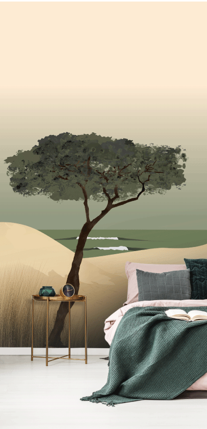 Papier peint Pinus Pinaster – pin maritime solitaire sur dune – By Swelle.
